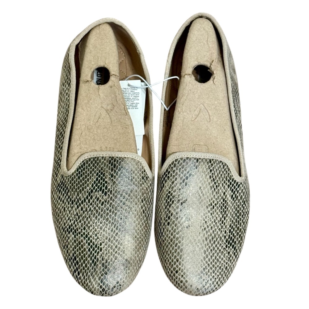 Old Navy Women's Size-9 Tan Snake Print Loafer Ballet Flats Slip On Shoes NEW